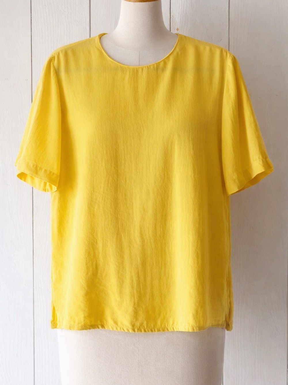 Bianca 1980’s Silk Sunshine Yellow Short Sleeve Blouse Size Small
